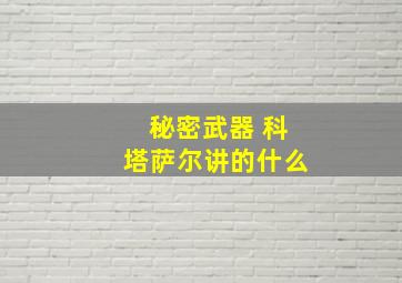 秘密武器 科塔萨尔讲的什么